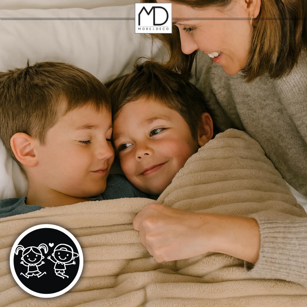 Striped blanket 160x200 cm plaid bedspread armchair beige birthday gift