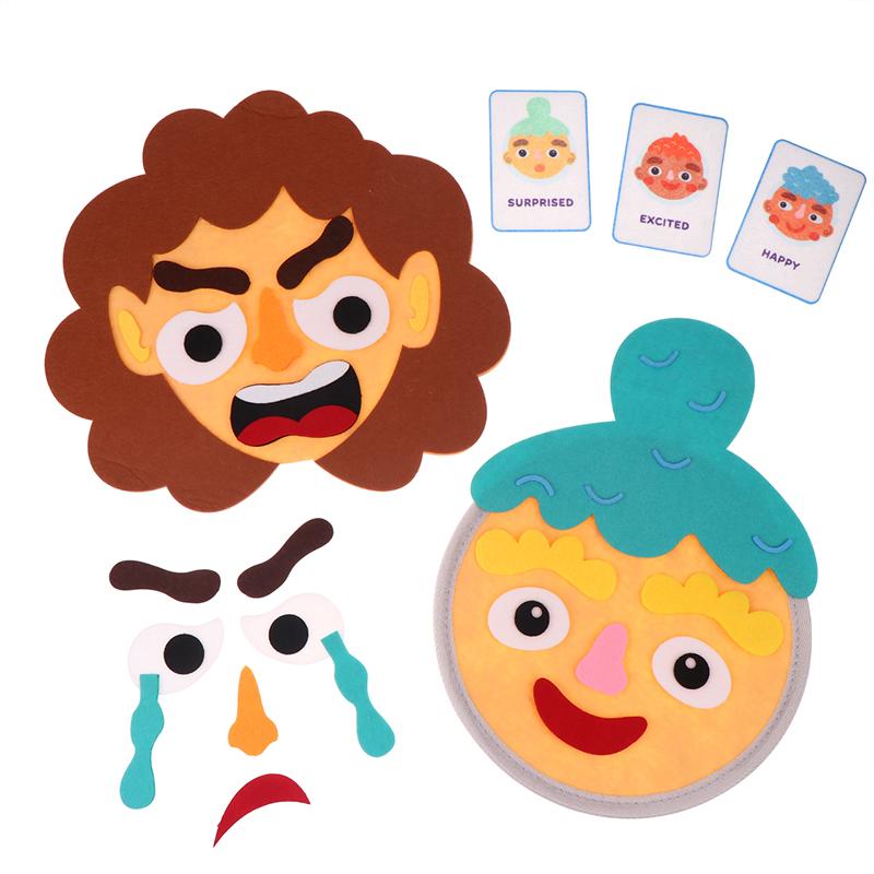 Montessori Facial Expression Game Diy Felt Expression Stickers Emotional Change Toy Toddlers Educational Toys Teaching Supplies