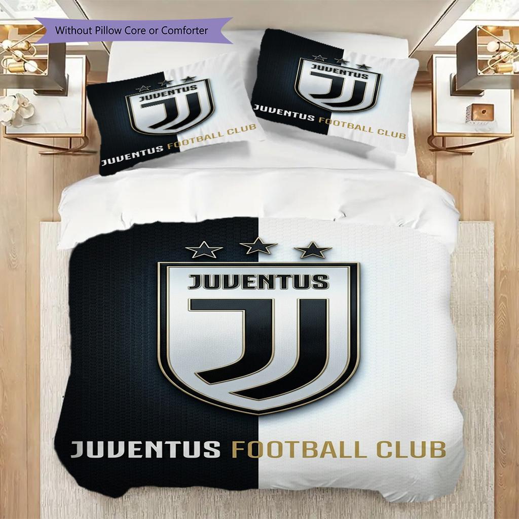 Biancheria da letto con stemma del Football Club Juventus (1 * copripiumino + 2 * federa, senza nucleo) Regalo di compleanno di Natale Copripiumino e federa