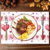 1set/1pc/4pcs/6pcs Valentine'S Day Heart-Shaped Printed Placemats | Polyester, Heat-Insulating, Suitable for Home Decoration, Festival Dining