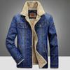 Jachetă Denim de Toamnă și Iarnă pentru Bărbați Tineri Plus Catifea Jachetă Denim Casual Mărimi Mari Lărgi Palton Gros din Bumbac cu Buzunare Multiple