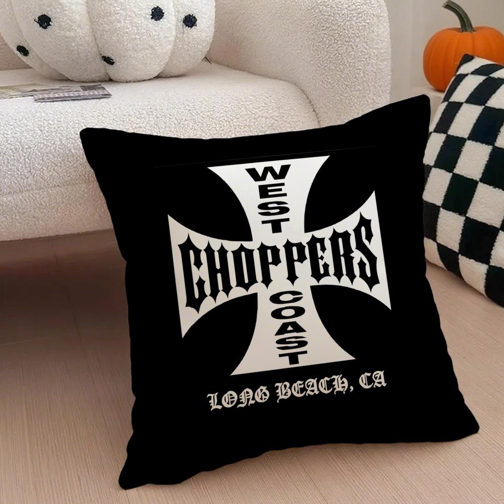 Brand Biker W-West Coast Choppers Cushion Cover Throw Pillow Cover Hidden Button Durable Polyester Chair Cushion