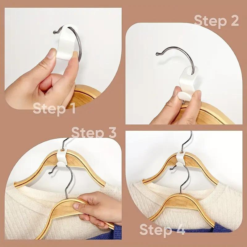 50-Pack Plastic Hanger Connectors, Heavy-Duty Space Saver for Closet & Wardrobe Organization