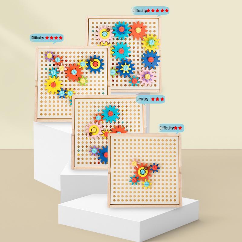 Creative Colorful Gear Mushroom Wooden Puzzle for Kids - Early Education Jigsaw