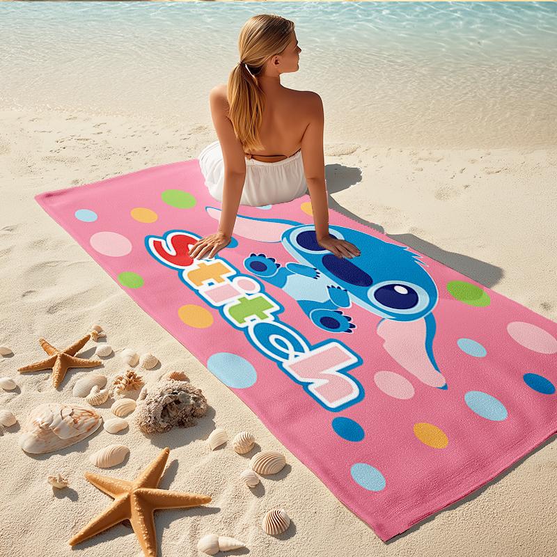 1Pc Stitch Adventure Polka Dots Beach Towel, Quick Dry, Multi-Use for Beach Pool Gym Yoga Home Travel, Christmas, Halloween, Xmas Gift M928603