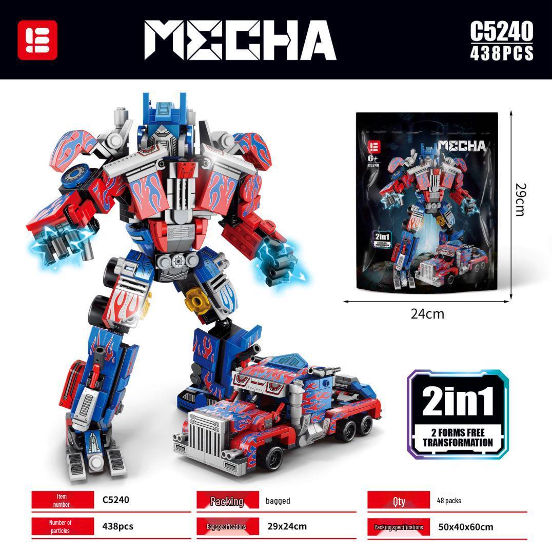 Lele Brothers 8847 Optimus Prime Transforming Robot Toy for Kids - Assembled Building Blocks Wasp Mecha