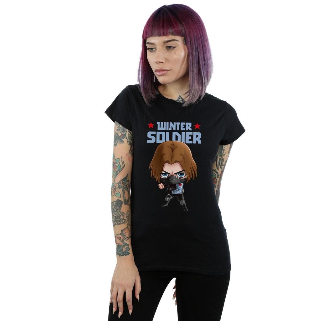 Marvel Womens/Ladies Winter Soldier Bucky Toon Cotton T-Shirt
