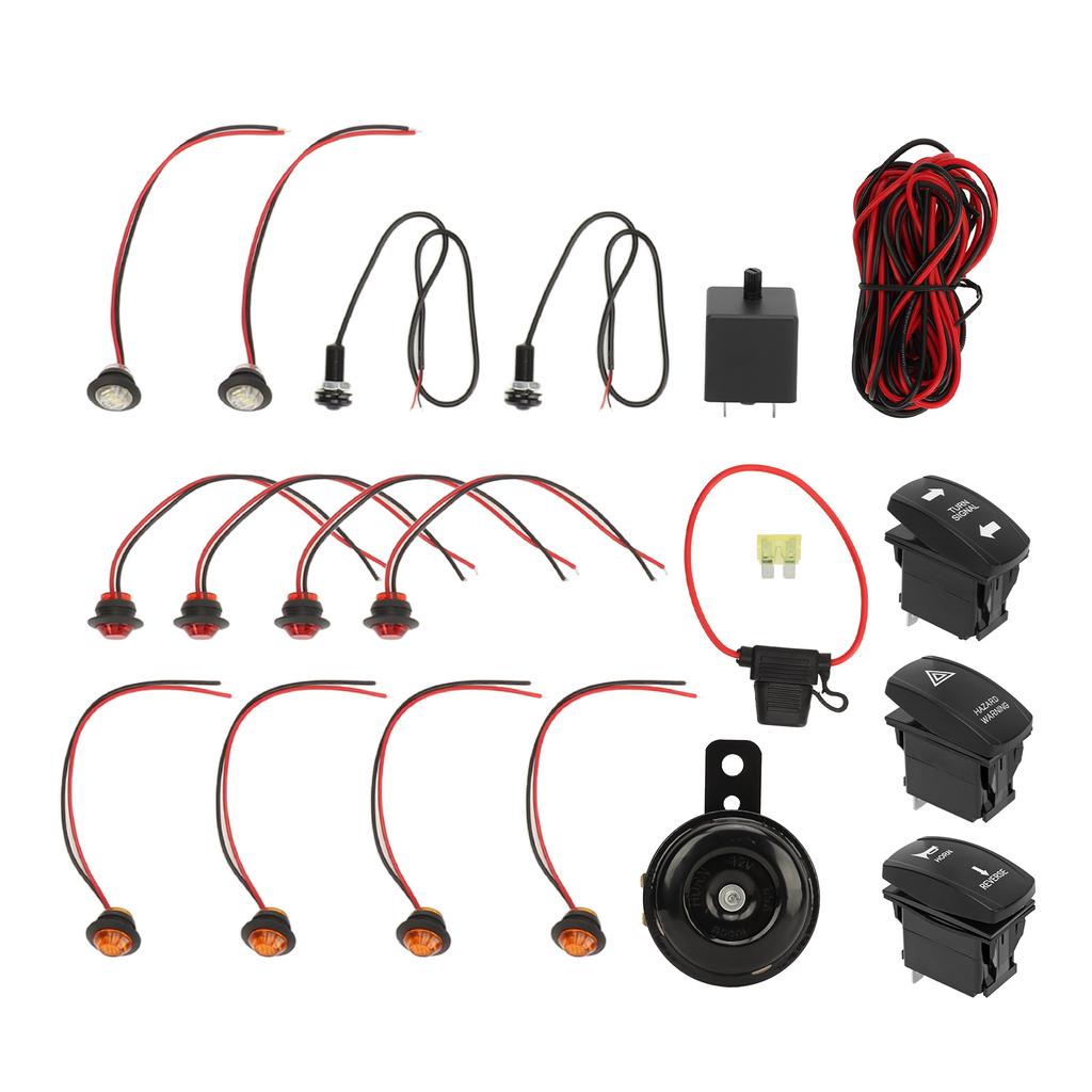 UTV Turn Signal Kit Flasher Relay Harness DC12V UTV Rocker Switch Turn Signal Kit Replacement for