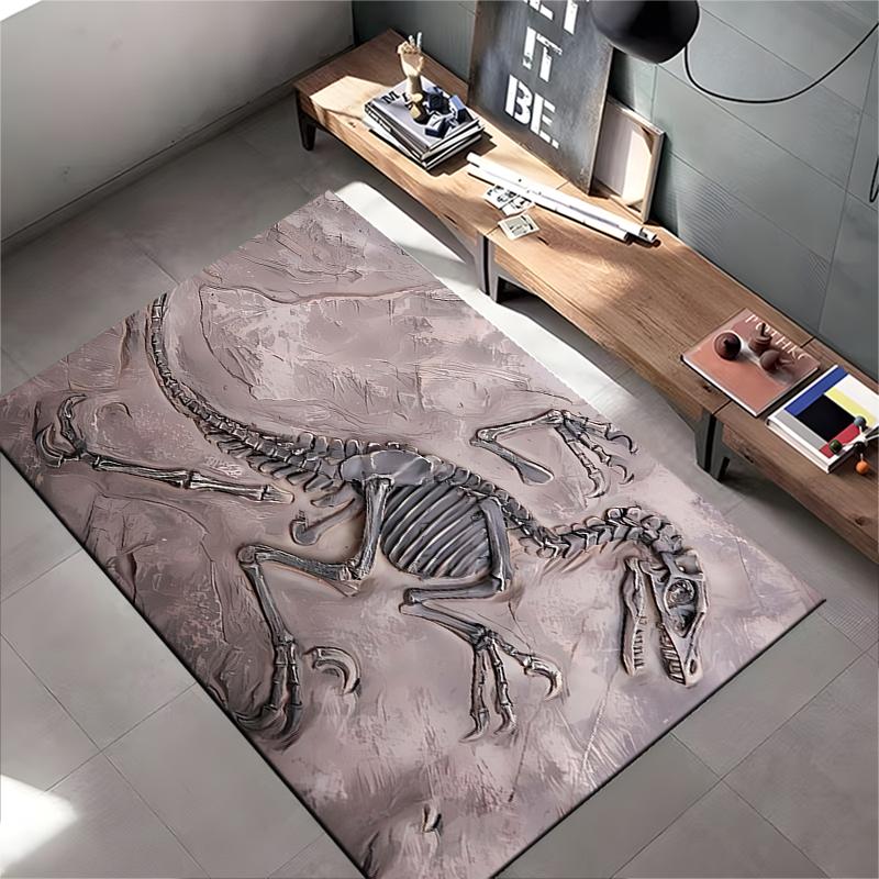 Dinosaur Fossil Pattern Rug - Non-slip rug suitable for living room and bedroom sofas.