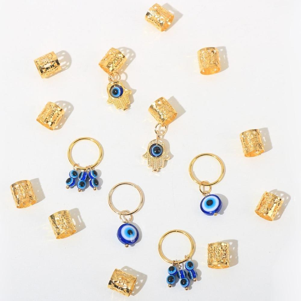 

16pcs Hair Braiding Hollow Out Hair Ring Evil Eye Hair Braid Tubes Dreadlocks Beads Women 16Pcs срібний