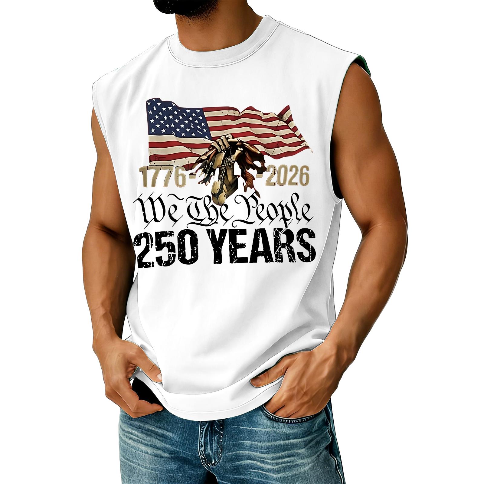 

Men s Casual Independence Day Printed Tank Top XL білий