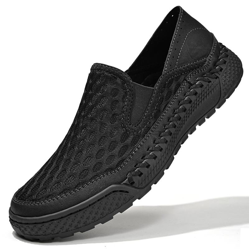 

Новые бежевые летние кроссовки с вырезами для мужчин, дышащая сетчатая обувь для пеших прогулок, легкая мужская повседневная обувь для ходьбы 46 чёрный