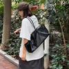 Yogodlns New Korean Trendy Y2K Black Shoulder Bag Crocodile Grain Pattern PU Leather Tote Bag Large Capacity Commute Travel Daily Handbag