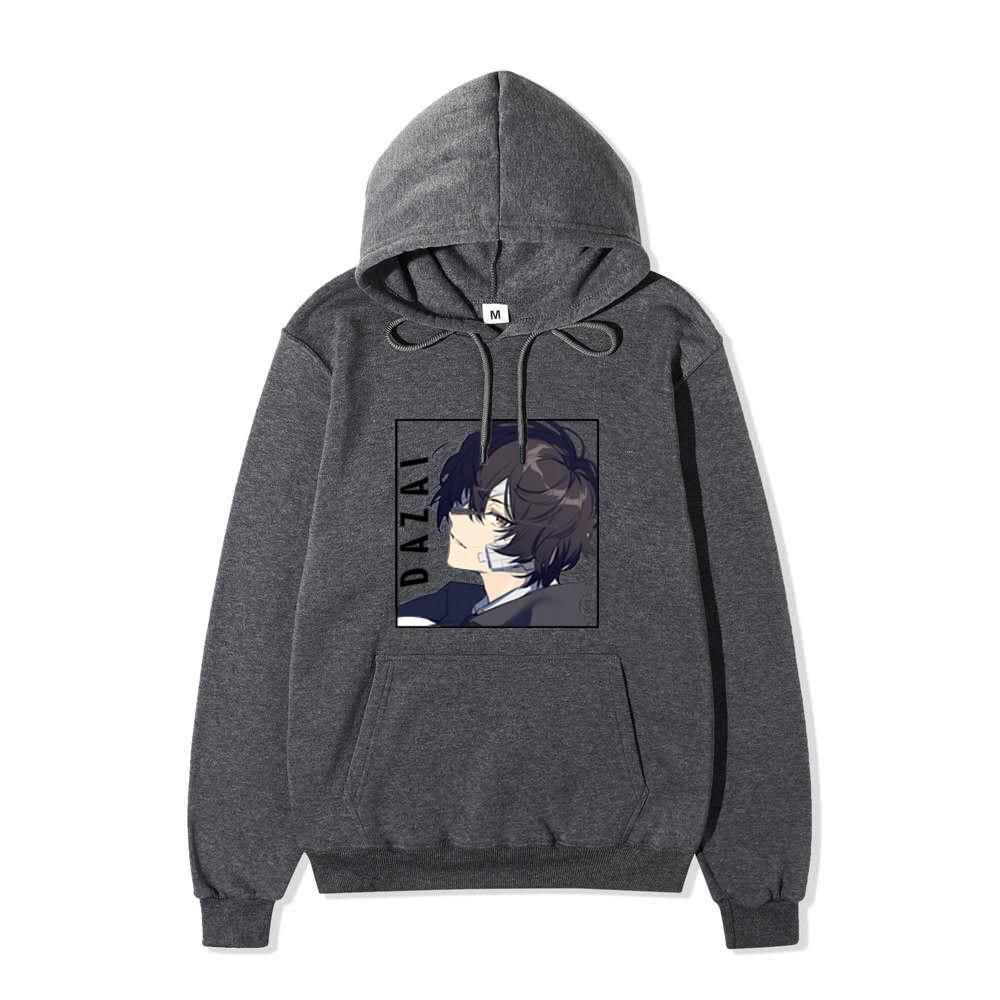 Men Women Fleece Hoodie Dazai Anime Portrait Tokyo Ghoul Kanji Autumn Winter Street Long Sleeve Sweatshirt