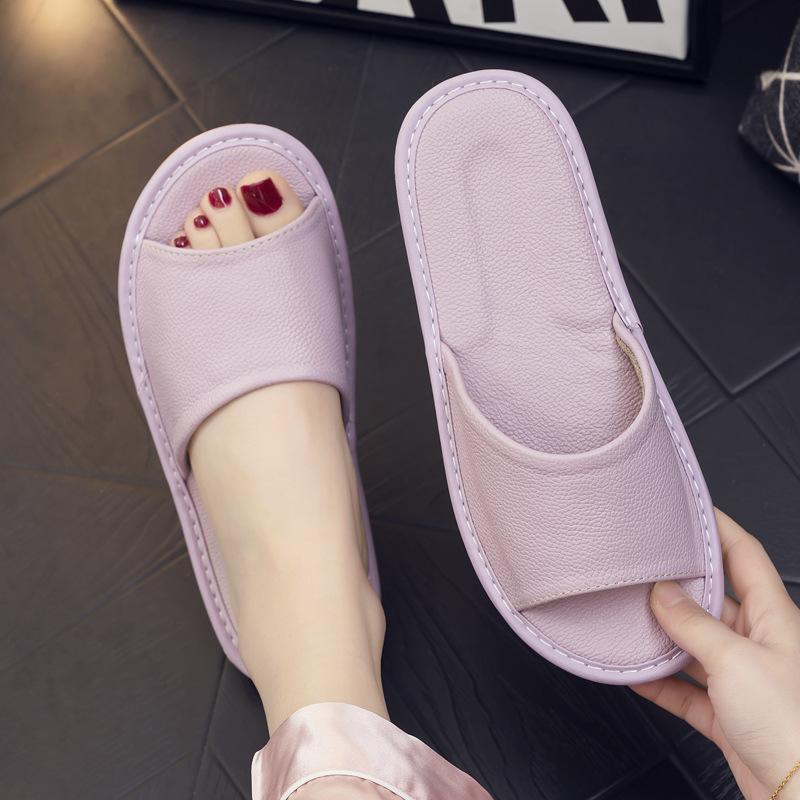Fashion Men's Slippers High Quality Cow Leather Slippers Summer Open Toe Slipper Fashion Casual Beach Slides Comfort Couple Home Slipper
