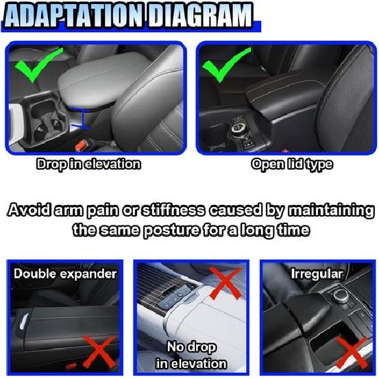 Car Center Console Cover, Memory Cotton Car Armrest Cushion with Tissue Gray