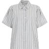 Shop   Women S Collar Neck Stripe Short Sleeve blouSe Shirt Egg Wbl 20658 Sky