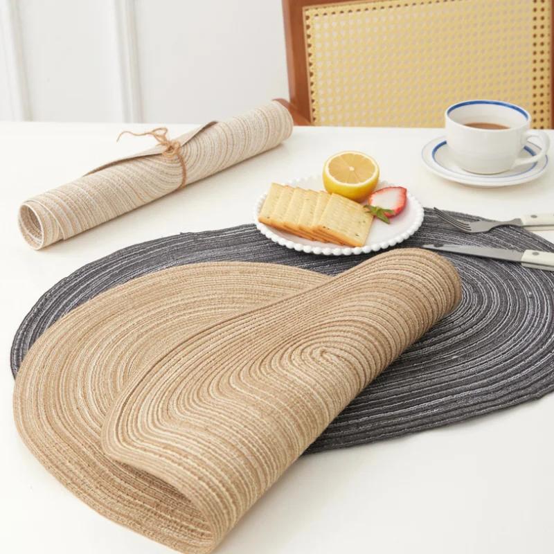 1pc Table Placemats Braided Placemats Dining Tables Natural Woven Oversized Place Mats Set Heat Resistant Pad Oval Table Mats