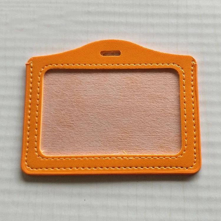 PU Leather Card Sleeve Women ID Badge Case Clear Bank Credit Card Badge Holder Bags School Student Bus Card Cover