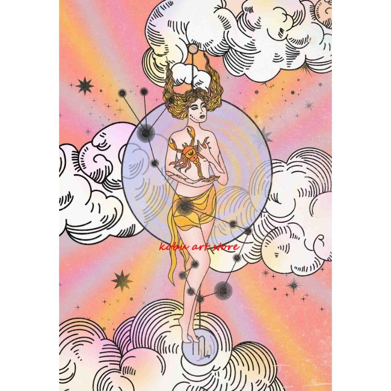 

Зодиак Небесная Астрология Ведьминские Винтажные Постеры Принты Рак Овен Дева Скорпион Настенное Искусство Холст Живопись для Комнаты Домашний Декор 21cm×30cm NoFrame