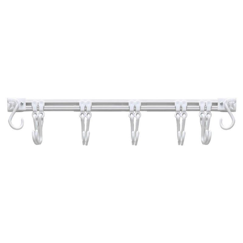No-hole Sliding Sticky Hooks Behind Kitchen Cabinet Doors with Rows of Storage Track Hooks