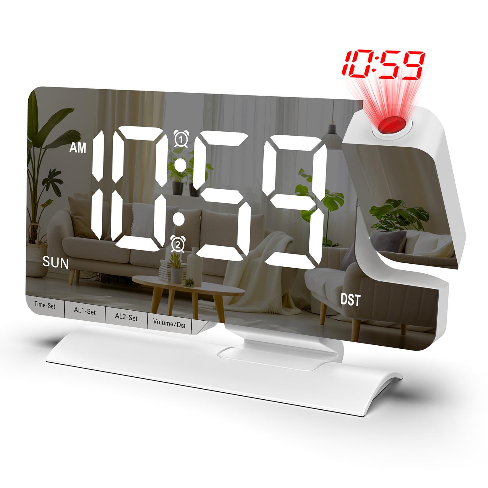 

LED Digital Alarm Clock with Time Projection, Dual Alarms, USBCelsiusType-C Charging Ports, 6- Dimmable, Daylight Saving Time (DST), Snooze