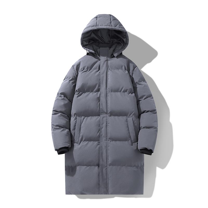 Thickened Medium To Long Cotton Jacket for Men and Women, Hooded Warm Bread Jacket, Windproof Couple Jacket, Men's Long Cotton Jacket