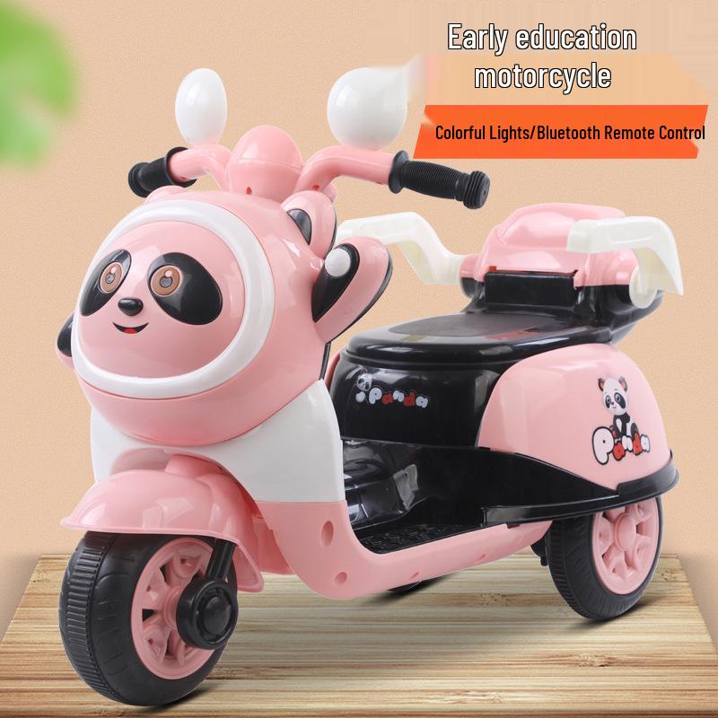 Rechargeable Children's Electric Motorcycle Tricycle: Panda Design for Boys & Girls