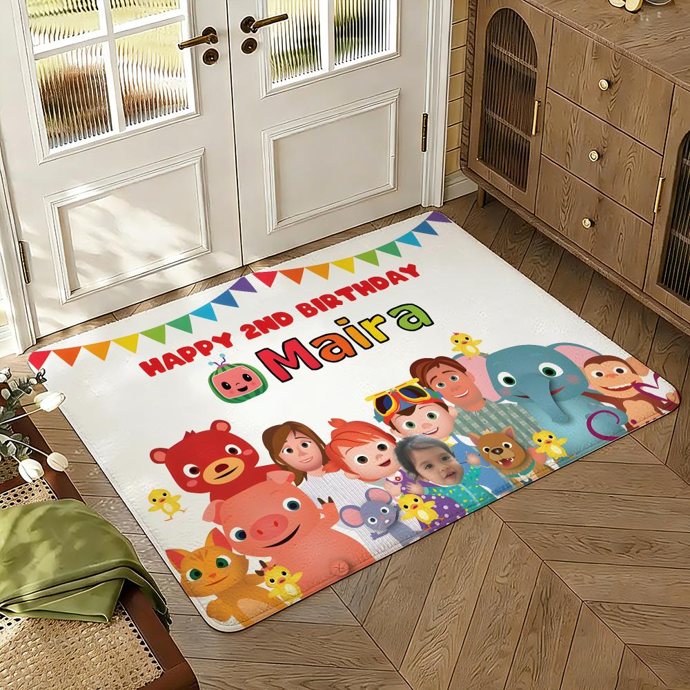 Cartoon C-CoComelon-S Cute Music Floor Mat Soft Thickened Non-Slip Bedroom Living Room Door Mat Home Decor Flannel Rugs