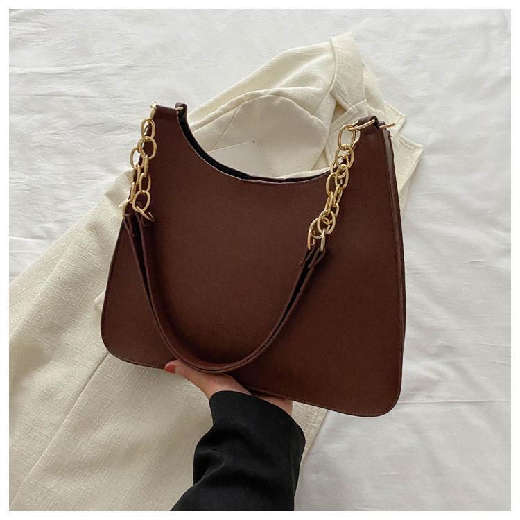 European And American Retro Style Pu Material Chain Bucket Bag кофейный