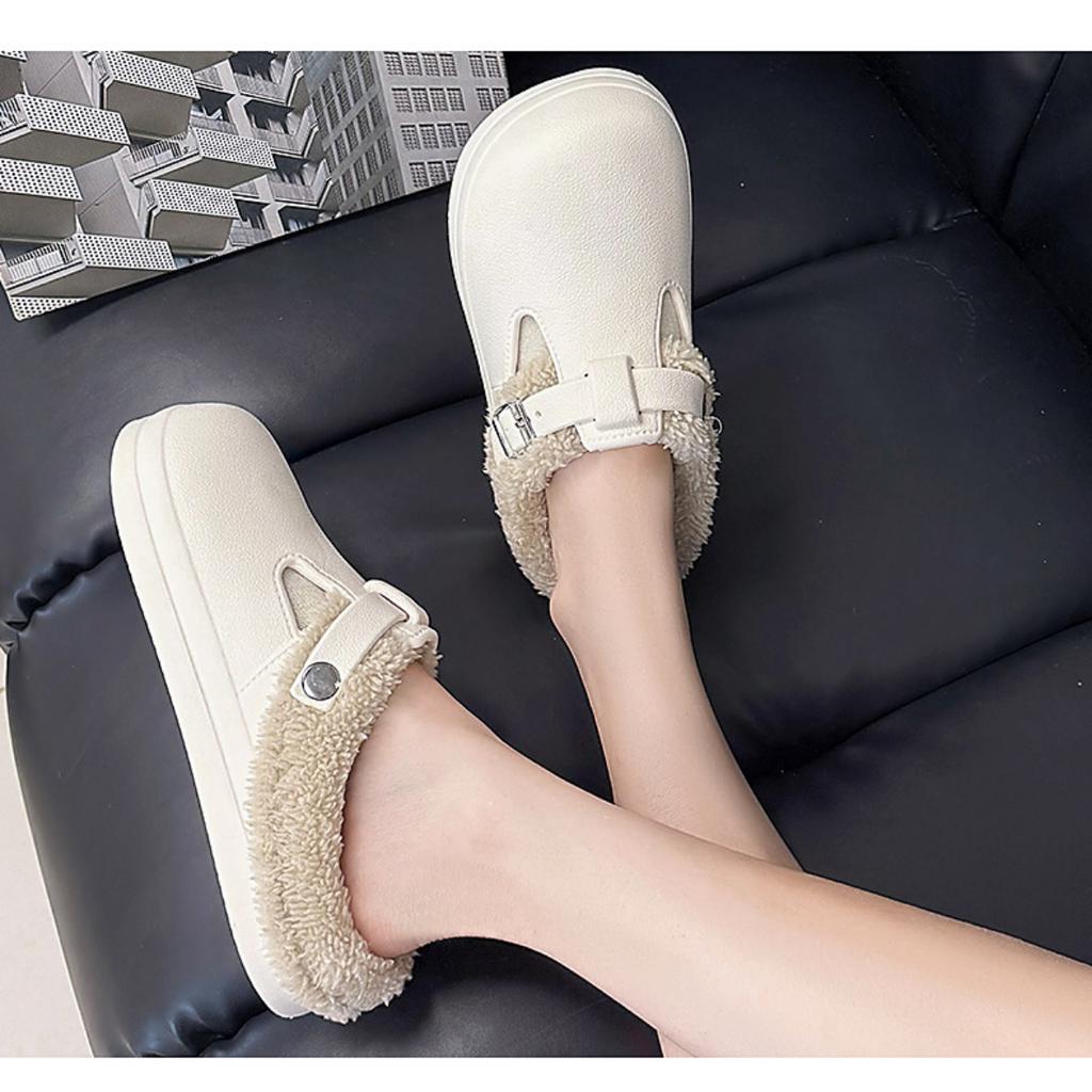Women's Solid Color Clogs, Casual Plush Inner Lining Shoes, Lightweight and Comfortable Winter Shoes