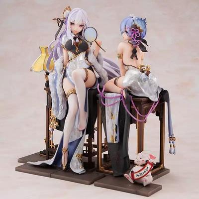 Re:Zero -Starting Life In Another World- In a Cheongsam Emilia Rem Figure, Elegant Beauty Emilia Model Ornament