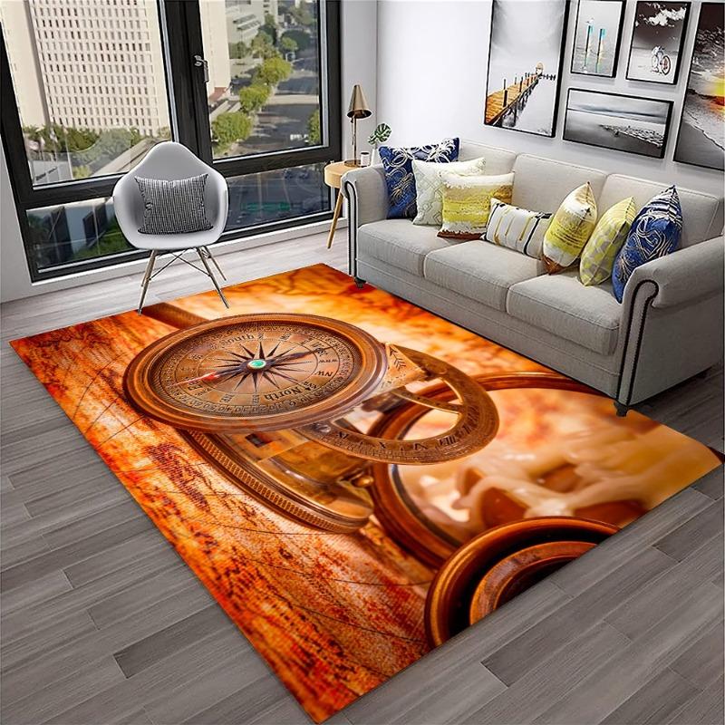 Tappeto A Pelo Corto 2D Stampa Numeri Romani, Morbido, Antiscivolo, Tappeto Decorativo a Tema Steampunk per Soggiorno, Camera da Letto