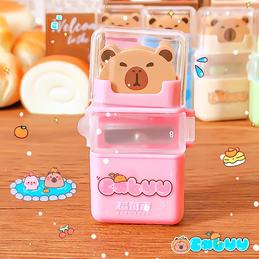 Aesthetic stationery back to school supplies Kawaii Stationery items capybara Erasers rubber cute Pencil sharpener