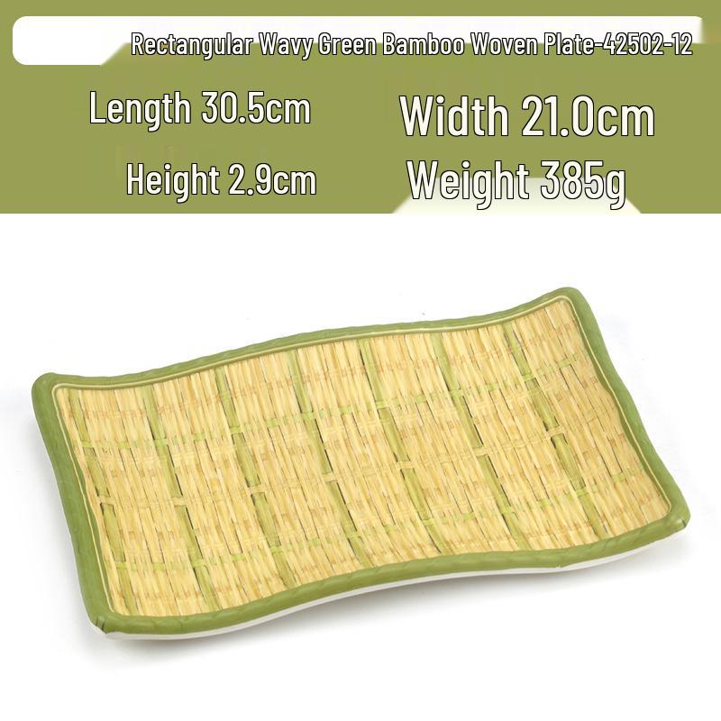 Kreativní obdélníkový porcelánový talíř ve stylu bambusu na sushi, BBQ, svačiny a dezerty
