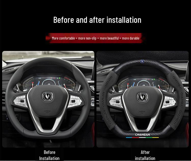 Changan CS75 Plus Genuine Leather Steering Wheel Cover - Anti-Slip, All-Season, Universal Fit for Second Generation.