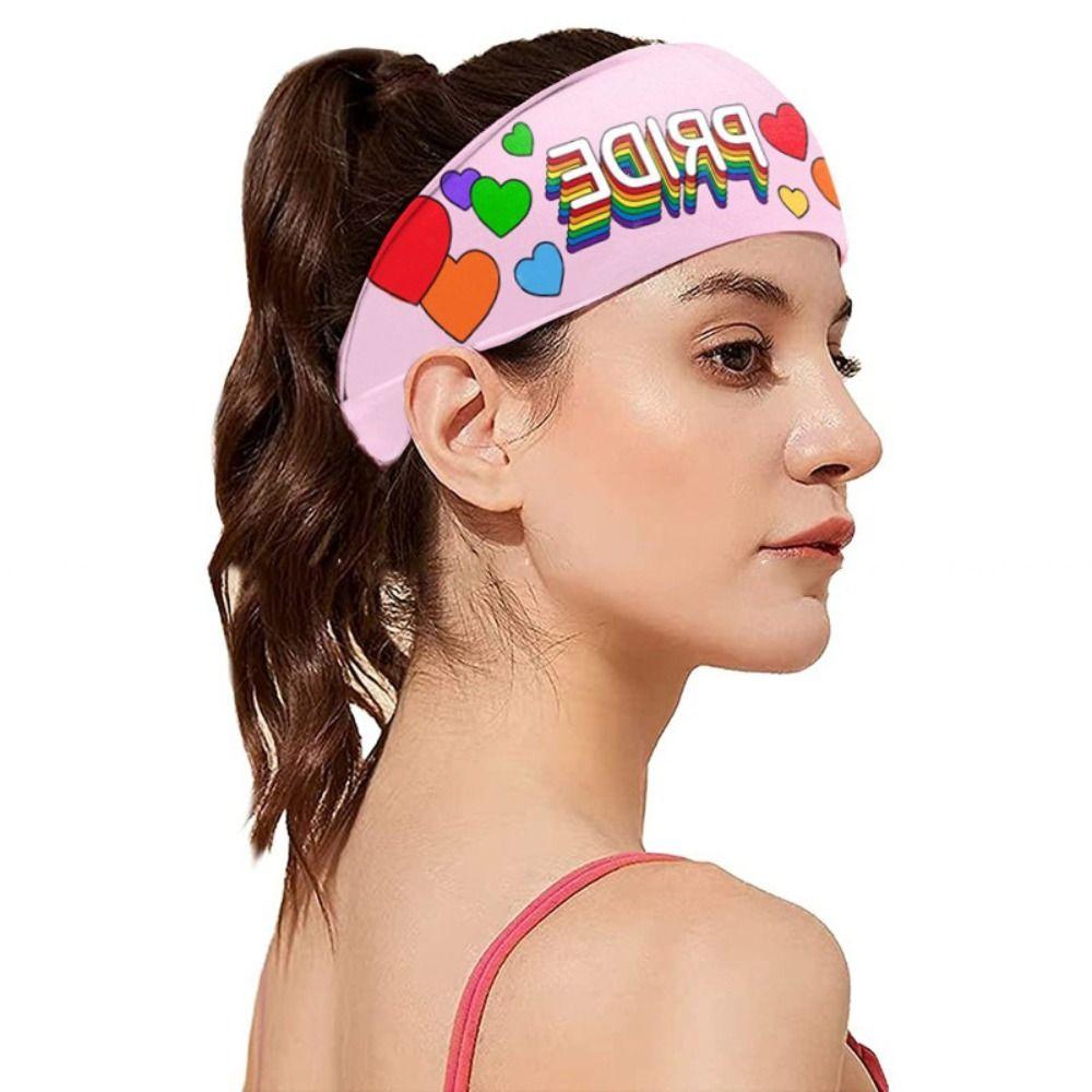 Parade Rainbow Elastic Headband Sweat Absorbing Sports Hairband Fashion Rainbow Headband  Kids
