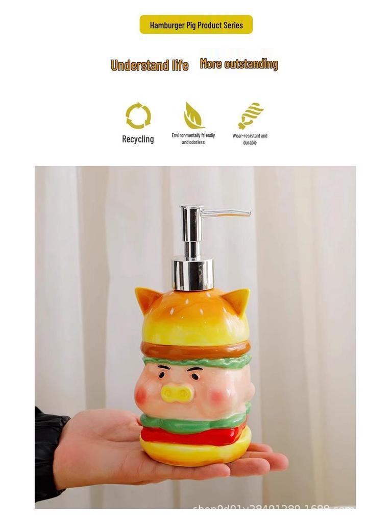 Cute Ceramic Pig Soap Dispenser for Bathroom