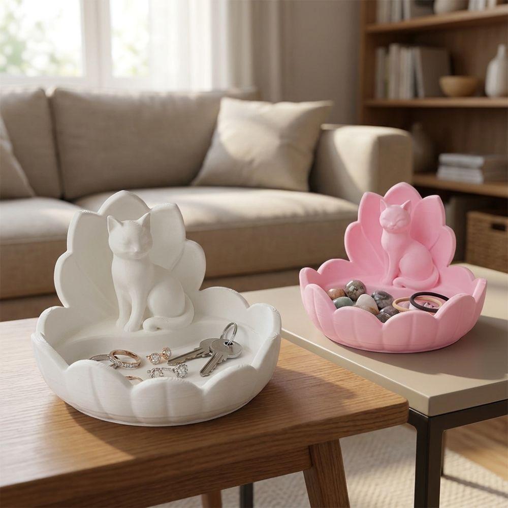 3D Printed Cosmetic Storage Dish Lotus-Shaped Desktop Organizer Trinket Dish Home Decoration