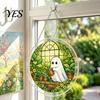 UV Printed Suncatcher Halloween Scary Bat Pumpkin Acrylic Jigsaw Puzzle Suncatcher, Stained Glass Style Unique Sun Catcher Gift Window Hanging