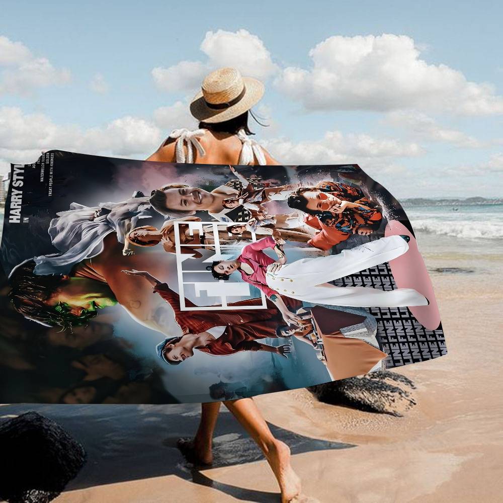 Famous Pop Singer Harris_Styles Black Microfiber Beach Towel Absorbent Quick dry Soft Swimming Resort Mountain Climbing Towel