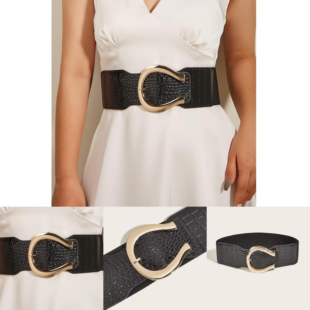 Fashion Gold Buckle Decoration Casual Wide Waist Belt For Womens Style