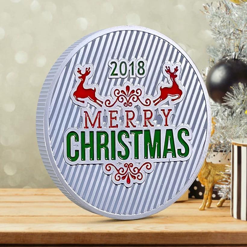 Christmas Snowman Colored Coin Elizabeth Commemorative Medal Silver Coin Christmas Eve Small Gift Tooth Fairy Colored Silver Coin