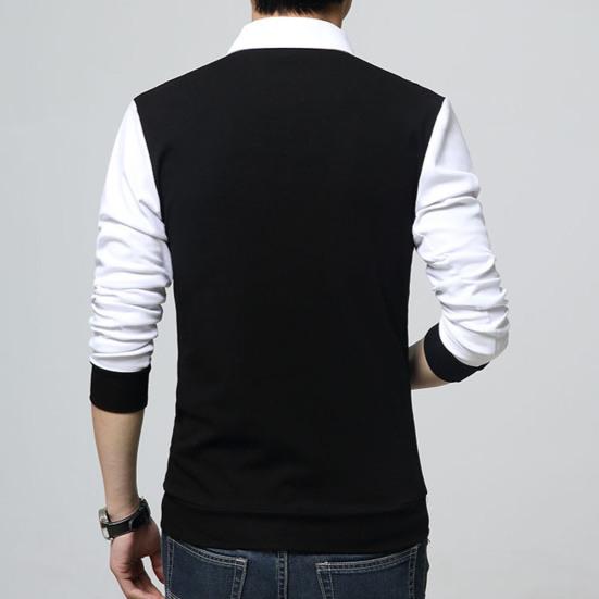 Maglia a maniche lunghe Patchwork Colorata da uomo Finto due pezzi Slim con colletto rovesciato Pullover per l'uso quotidiano