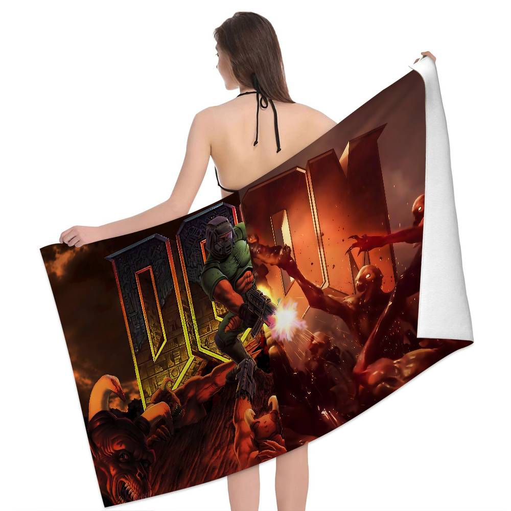 Shooting Game D-Doom Beach Towel Colorful Bath Towels For Girl Microfiber Quick Dry Custom Sand Free Beach Yoga Spa Gym Pool