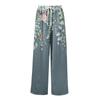 Damen Sommer Boho Palazzo Hose Hohe Taille Weites Bein Blumendruck Freizeithose Mit Taschen