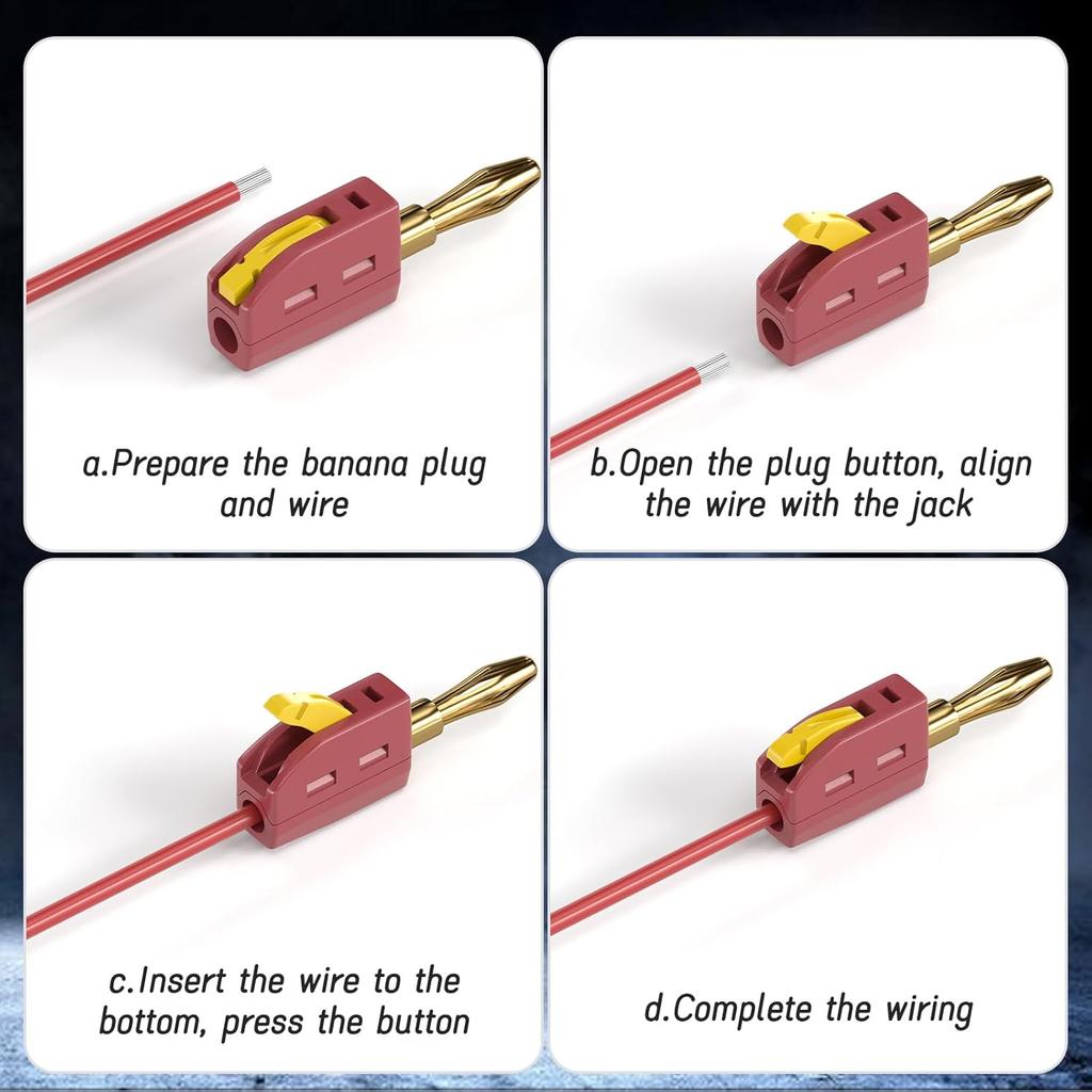1/2/4Pcs Solder Free Banana Plug Quick Connect Jack Audio Gold Plated Copper Speakers Amplifier 4MM 32A Banana Connector Plugs