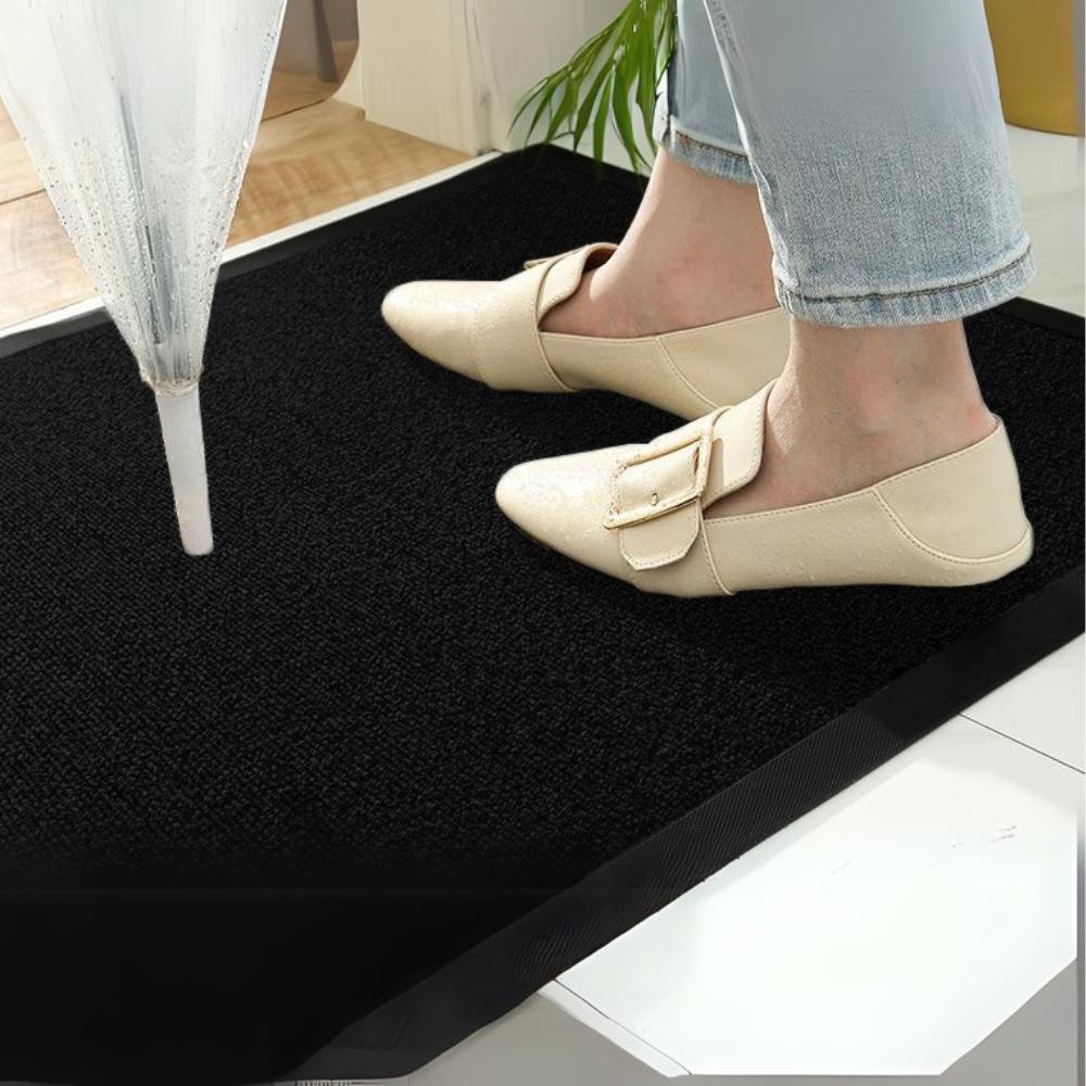 Black rubber doormat for shoes, 90x150cm