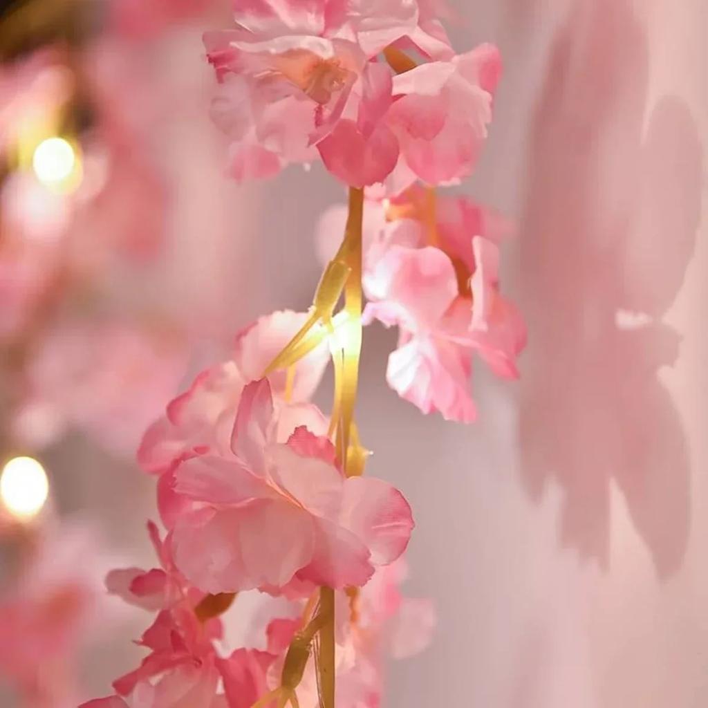JOYBLISS 20LEDs 40LEDs 100LEDs Cherry Blossom String Light Garland Artificial Flower Vines Fairy Lights for Bedroom Wedding Party Holiday Decoration