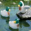 Pack of 4 Adorable Cartoon Green Head Duck Resin Figurines Small Ornament Perfect for Desktop and Garden Decorating